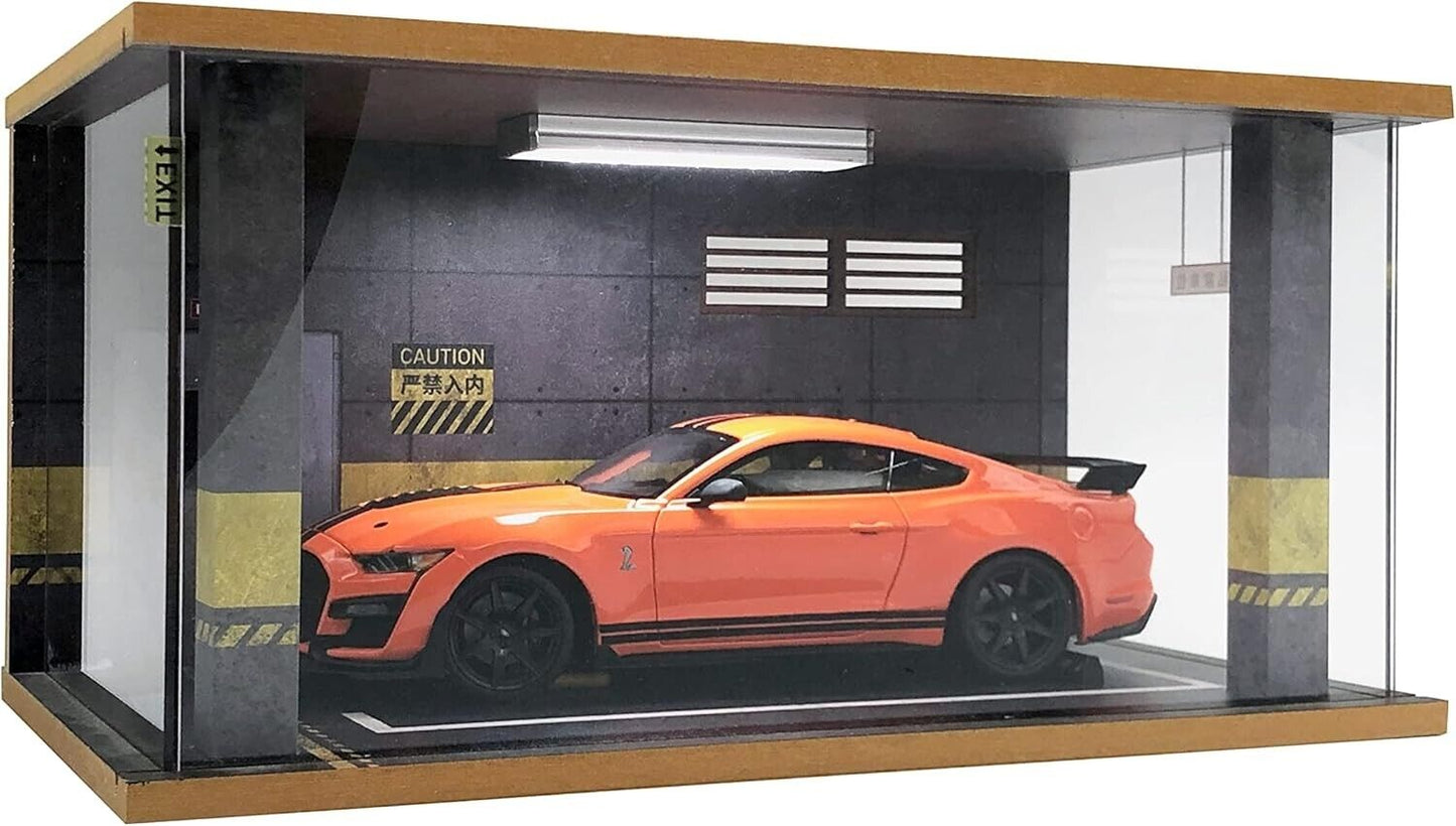 1/18 Scale Model Car Display Case Clear Acrylic Car Garage Display Case LED